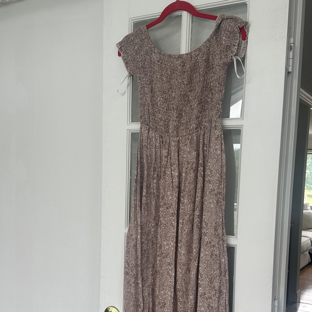 Elegant Brown Floral Women's Dress